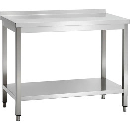 Commercial Stainless Steel 2 Tier Work Table with Splashback 1000 x 600 x 850mm | CaterEq CEQNH66035