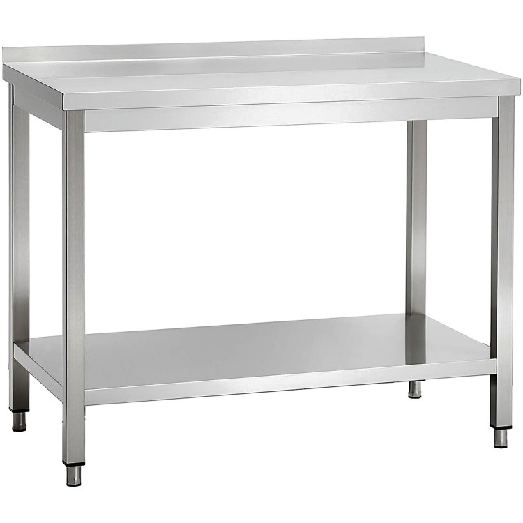 Commercial Stainless Steel 2 Tier Work Table with Splashback 1000 x 600 x 850mm | CaterEq CEQNH66035
