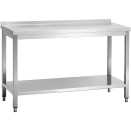 Commercial Stainless Steel 2 Tier Work Table with Splashback 1400 x 600 x 850mm | CaterEq CEQNH66039