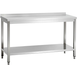 Commercial Stainless Steel 2 Tier Work Table with Splashback 1500 x 600 x 850mm | CaterEq CEQNH66040