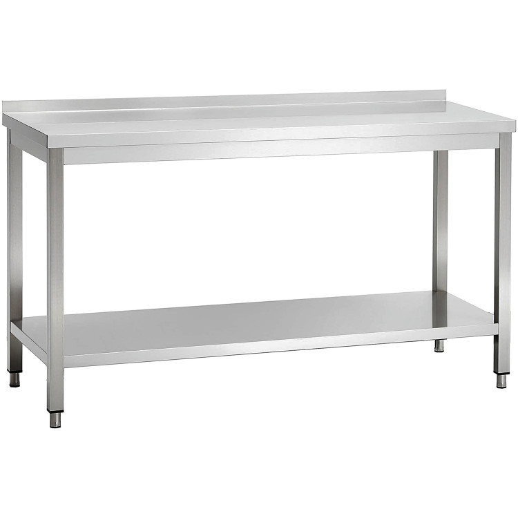 Commercial Stainless Steel 2 Tier Work Table with Splashback 1600 x 600 x 850mm | CaterEq CEQNH66041 Commercial Stainless Steel 2 Tier Work Table with Splashback 1600 x 600 x 850mm | CaterEq CEQNH66041