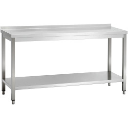 Commercial Stainless Steel 2 Tier Work Table with Splashback 1700 x 600 x 850mm | CaterEq CEQNH66042