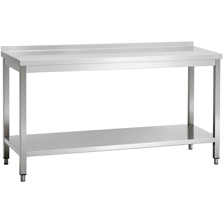 Commercial Stainless Steel 2 Tier Work Table with Splashback 1700 x 600 x 850mm | CaterEq CEQNH66042