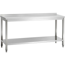 Commercial Stainless Steel 2 Tier Work Table with Splashback 1800 x 600 x 850mm | CaterEq CEQNH66043
