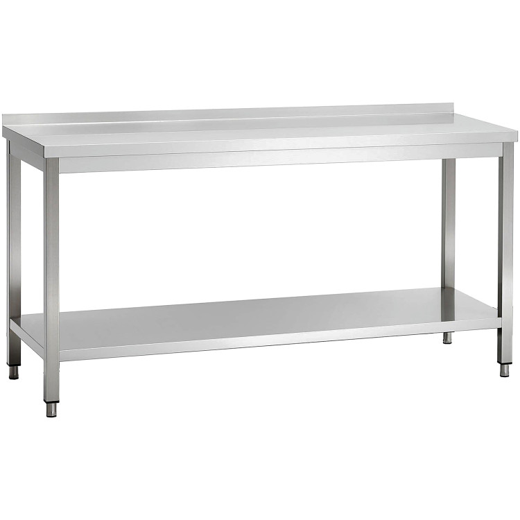 Commercial Stainless Steel 2 Tier Work Table with Splashback 1800 x 600 x 850mm | CaterEq CEQNH66043 Commercial Stainless Steel 2 Tier Work Table with Splashback 1800 x 600 x 850mm | CaterEq CEQNH66043