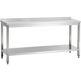 Commercial Stainless Steel 2 Tier Work Table with Splashback 1900 x 600 x 850mm | CaterEq CEQNH66044