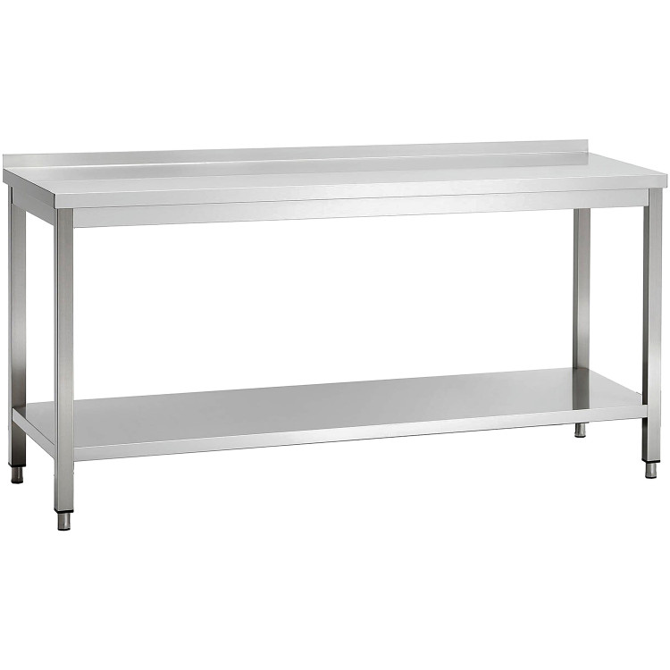 Commercial Stainless Steel 2 Tier Work Table with Splashback 1900 x 600 x 850mm | CaterEq CEQNH66044 Commercial Stainless Steel 2 Tier Work Table with Splashback 1900 x 600 x 850mm | CaterEq CEQNH66044