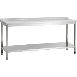 Commercial Stainless Steel 2 Tier Work Table with Splashback 2000 x 600 x 850mm | CaterEq CEQNH66045