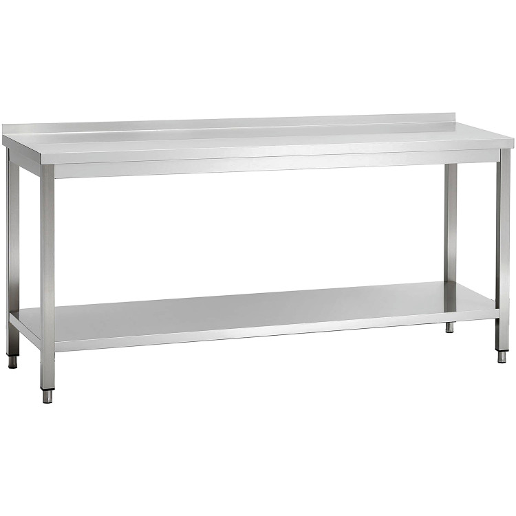 Commercial Stainless Steel 2 Tier Work Table with Splashback 2000 x 600 x 850mm | CaterEq CEQNH66045