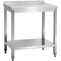 Commercial Stainless Steel 2 Tier Work Table with Splashback 700 x 700 x 850mm | CaterEq CEQNH66047
