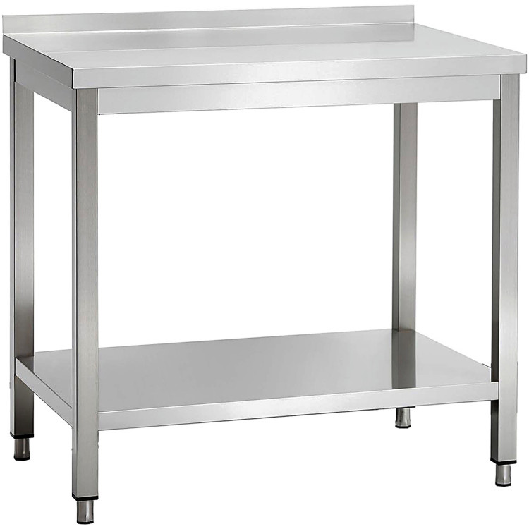 Commercial Stainless Steel 2 Tier Work Table with Splashback 900 x 700 x 850mm | CaterEq CEQNH66049 Commercial Stainless Steel 2 Tier Work Table with Splashback 900 x 700 x 850mm | CaterEq CEQNH66049