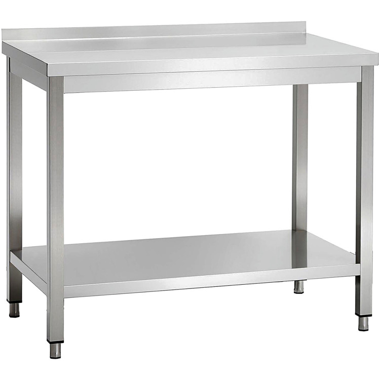 Commercial Stainless Steel 2 Tier Work Table with Splashback 1100 x 700 x 850mm | CaterEq CEQNH66051 Commercial Stainless Steel 2 Tier Work Table with Splashback 1100 x 700 x 850mm | CaterEq CEQNH66051