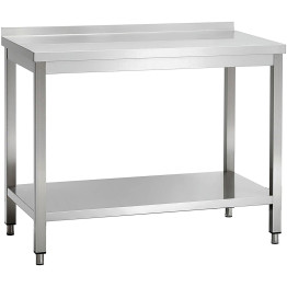 Commercial Stainless Steel 2 Tier Work Table with Splashback 1200 x 700 x 850mm | CaterEq CEQNH66052