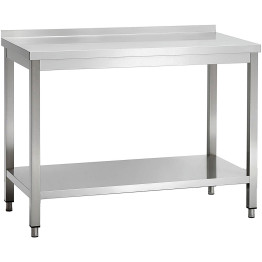Commercial Stainless Steel 2 Tier Work Table with Splashback 1300 x 700 x 850mm | CaterEq CEQNH66053