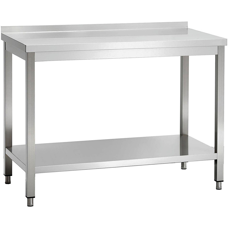 Commercial Stainless Steel 2 Tier Work Table with Splashback 1300 x 700 x 850mm | CaterEq CEQNH66053