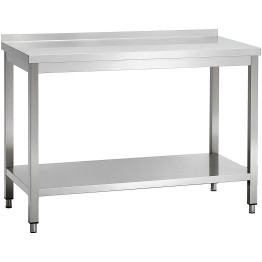 Commercial Stainless Steel 2 Tier Work Table with Splashback 1400 x 700 x 850mm | CaterEq CEQNH66054