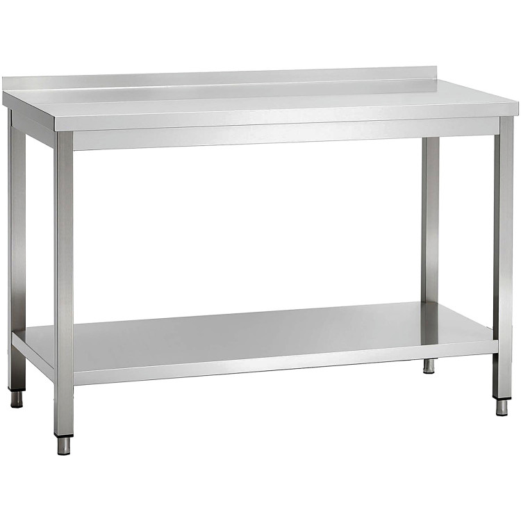 Commercial Stainless Steel 2 Tier Work Table with Splashback 1500 x 700 x 850mm | CaterEq CEQNH66055