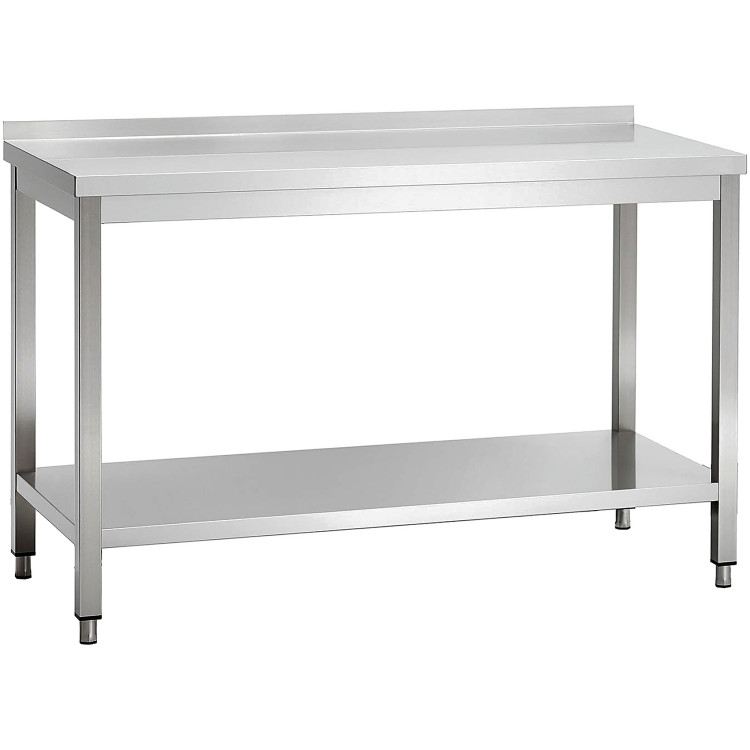 Commercial Stainless Steel 2 Tier Work Table with Splashback 1600 x 700 x 850mm | CaterEq CEQNH66056