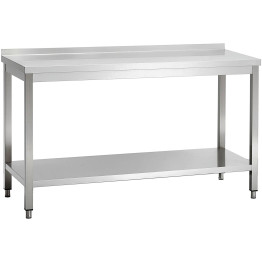 Commercial Stainless Steel 2 Tier Work Table with Splashback 1800 x 700 x 850mm | CaterEq CEQNH66058