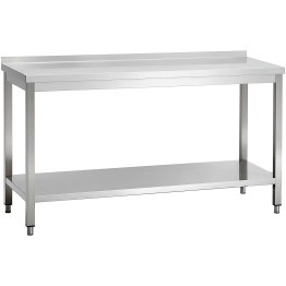 Commercial Stainless Steel 2 Tier Work Table with Splashback 1900 x 700 x 850mm | CaterEq CEQNH66059