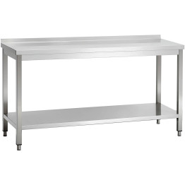 Commercial Stainless Steel 2 Tier Work Table with Splashback 2000 x 700 x 850mm | CaterEq CEQNH66060