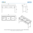 Commercial Stainless Steel Triple Sink with Splashback and Stand 1800x700x850mm | CaterEq CEQNH708