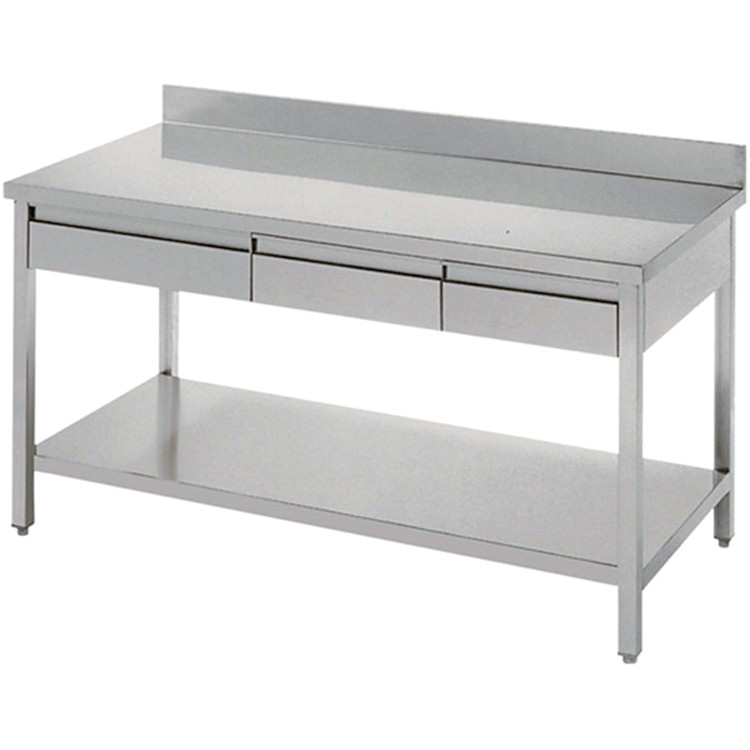 B GRADE Professional Work table 3 drawers Stainless steel Bottom shelf Upstand 2000x700x900mm | CaterEq THATS207A3D B GRADE 