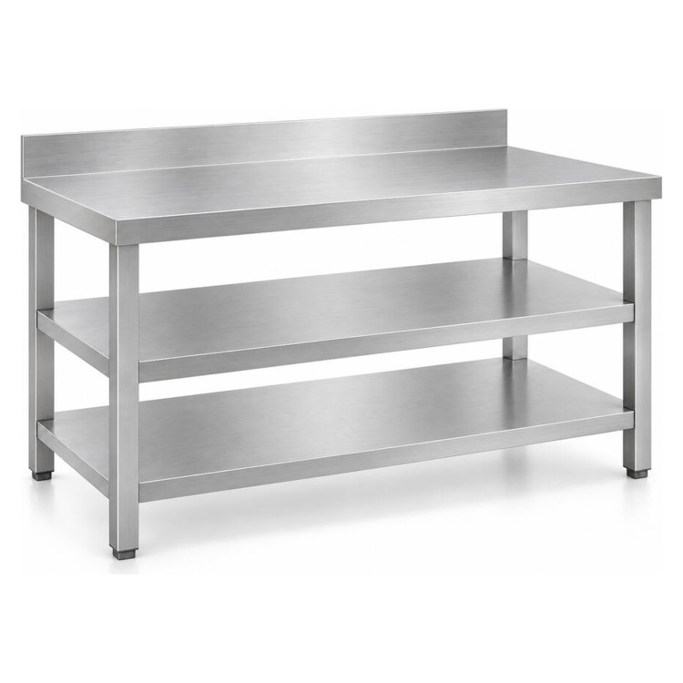 Commercial 3-Tier Stainless Steel Work Table with Undershelves and Backsplash 900x600x850mm | CaterEq CEQNH1144