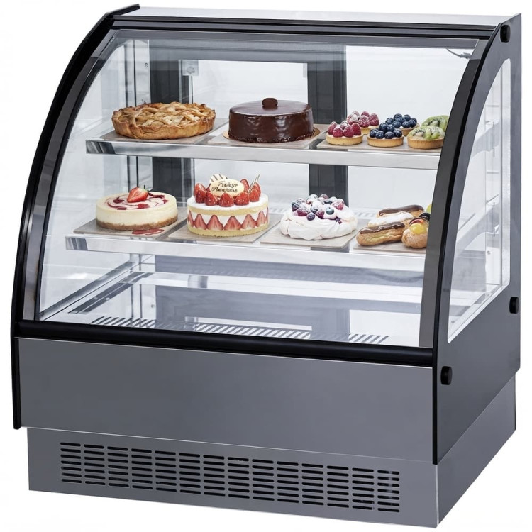 Commercial Countertop Chilled Display Case 2 Glass Shelves 900x560x730mm Black | CaterEq CEHNTK222BLACK Commercial Countertop Chilled Display Case 2 Glass Shelves 900x560x730mm Black | CaterEq CEHNTK222BLACK