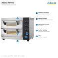 Commercial Pizza Oven Electric 2 chambers 400x400mm 350°C Mechanical controls 5.2kW 230V Hardwired 600x520x480mm | CaterEq CEPS442