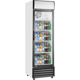 Commercial Upright Beverage Bottle Cooler 292 Litres Single Hinged Glass Door Black & White 578x605x1980mm | CaterEq CESSH24