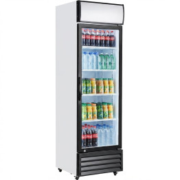 Commercial Upright Beverage Bottle Cooler 335 Litres Single Hinged Glass Door Black & White 578x605x1980mm | CaterEq CESSH26