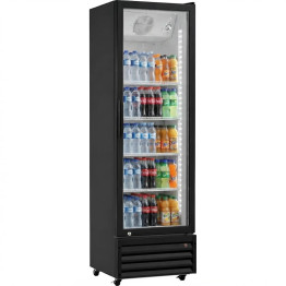 Commercial Upright Beverage Bottle Cooler 349 Litres Single Hinged Glass Door Black 606x620x1940mm | CaterEq CESSH34