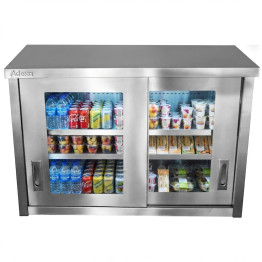 Commercial Wall Cabinet Cupboard Glass Doors Stainless Steel 1000x400x650mm | CaterEq CESWCGD100402