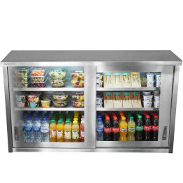 Commercial Wall Cabinet Cupboard Glass Doors Stainless Steel 1600x400x650mm | CaterEq CESWCGD160402