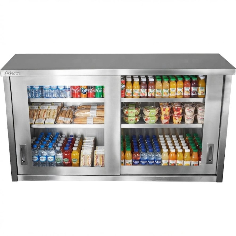 Commercial Wall Cabinet Cupboard Glass Doors Stainless Steel 1400x400x800mm | CaterEq CESWCGDHH140402 Commercial Wall Cabinet Cupboard Glass Doors Stainless Steel 1400x400x800mm | CaterEq CESWCGDHH140402