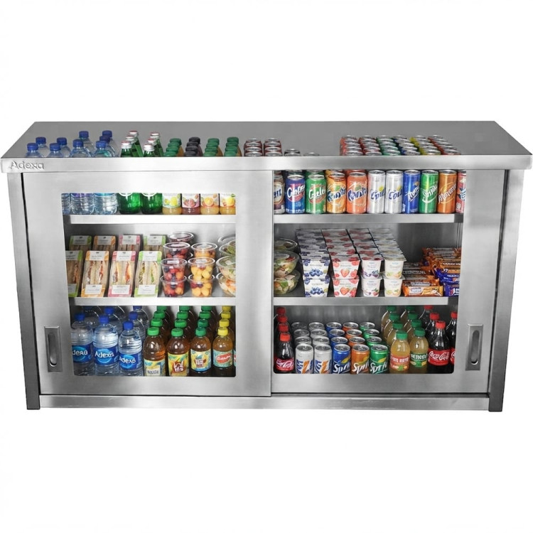 Commercial Wall Cabinet Cupboard Glass Doors Stainless Steel 1600x400x800mm | CaterEq CESWCGDHH160402 Commercial Wall Cabinet Cupboard Glass Doors Stainless Steel 1600x400x800mm | CaterEq CESWCGDHH160402