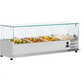 Refrigerated Servery Prep Top 1200mm 5×GN1/4 with Glass Top Stainless Steel 1200x335x435mm| CaterEq CETHV1200/380