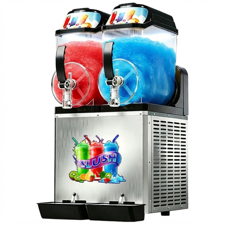 Commercial 2 Tank Slush Machine 24L with Digital Control Panel 400 x 550 x 790mm | CaterEq CEZBGM212