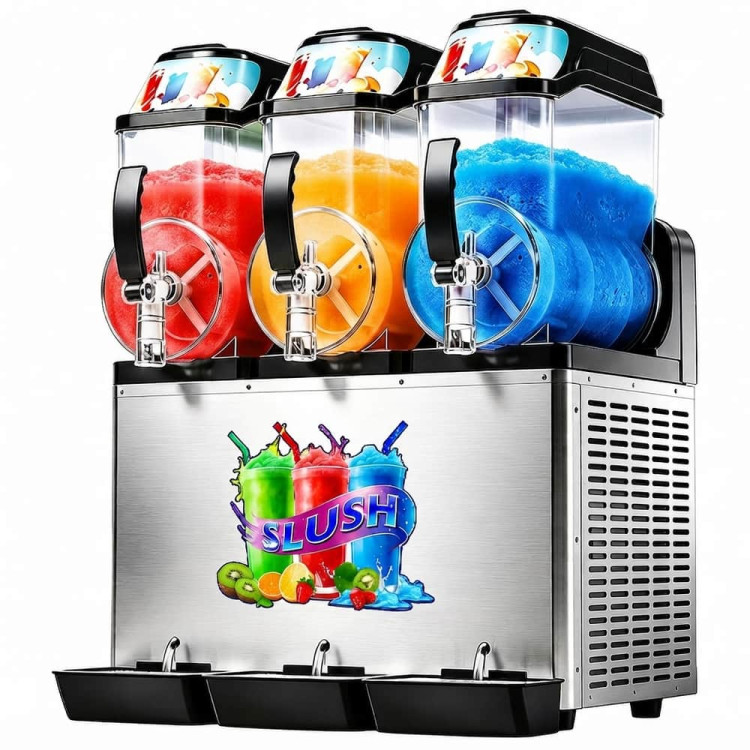 Commercial 3 Tank Slush Machine 36L 600 x 550 x 790mm with Digital Control Panel | CaterEq CEZBGM312 Commercial 3 Tank Slush Machine 36L 600 x 550 x 790mm with Digital Control Panel | CaterEq CEZBGM312
