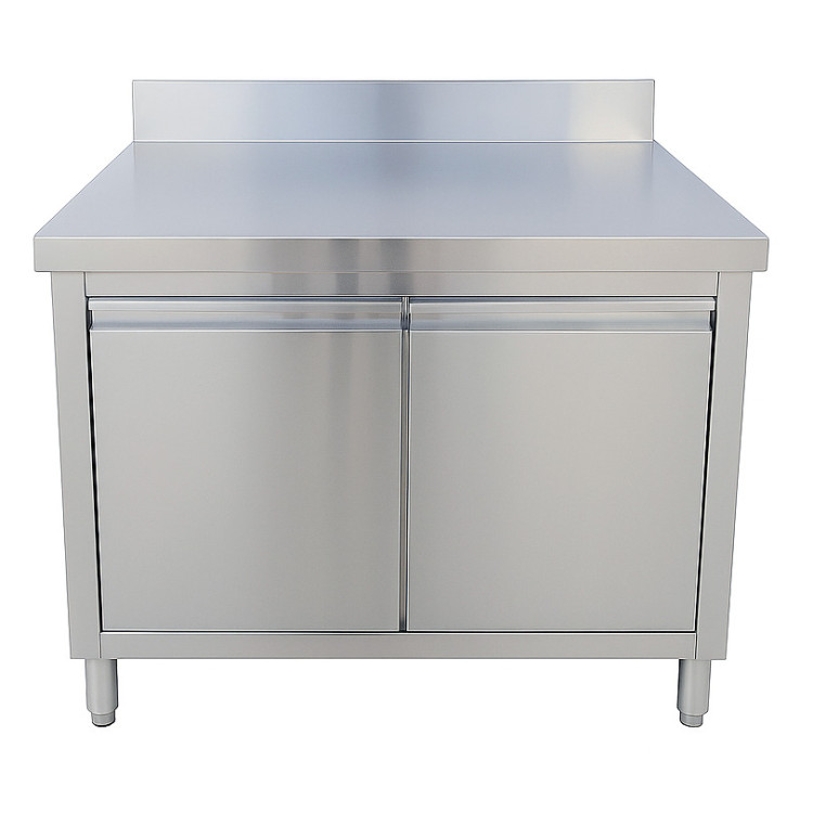 Commercial 2‑Door Stainless Steel Cupboard with Splashback – 800×600×850 mm | CaterEq CEQNH1402