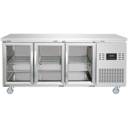 Commercial 3 Glass Door Counter Fridge - Stainless Steel Prep Fridge 1794×700×950mm (Energy Class A) | CaterEq CESUP122