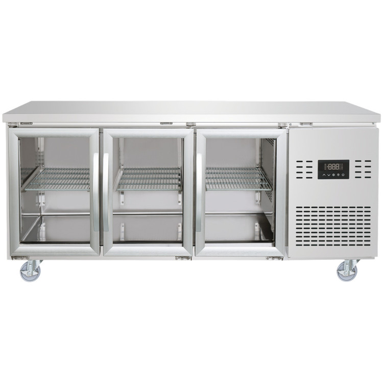 Commercial 3 Glass Door Counter Fridge - Stainless Steel Prep Fridge 1794×700×950mm (Energy Class A) | CaterEq CESUP122