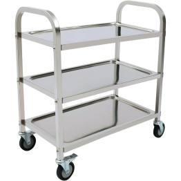 Commercial 3 tier Stainless Steel Serving/Service/Clearing Trolley 920x500x930mm | CaterEq CEQNH402
