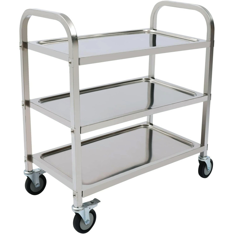 Commercial 3 tier Stainless Steel Serving/Service/Clearing Trolley 920x500x930mm | CaterEq CEQNH402 Commercial 3 tier Stainless Steel Serving/Service/Clearing Trolley 920x500x930mm | CaterEq CEQNH402