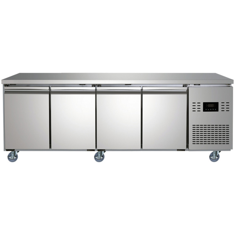 Commercial 4 Door Counter Freezer - Stainless Steel Prep Freezer 2239×700×850mm (Energy Class C) | CaterEq CESUP112