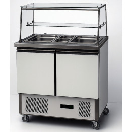 Commercial Saladette Counter with Glass Display 240L 2 doors 900x700x1285mm | CaterEq CETHS900FVG