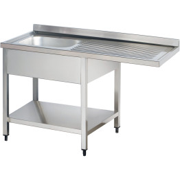 Commercial Sink for Dishwashers 1 Bowl Left Bottom Shelf Splashback 1200x700x950 | CaterEq CEYLS127SBL1