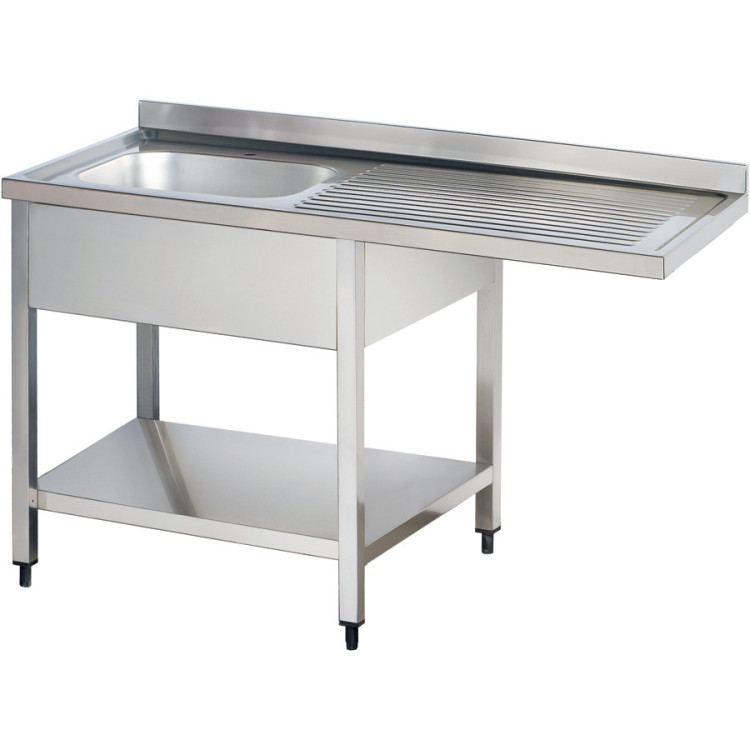 Commercial Sink for Dishwashers 1 Bowl Left Bottom Shelf Splashback 1200x700x950 | CaterEq CEYLS127SBL1