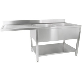 Commercial Sink for Dishwashers 2 Bowls Right Bottom Shelf Splashback 1600x600x950mm | CaterEq CEYLS166SBR2